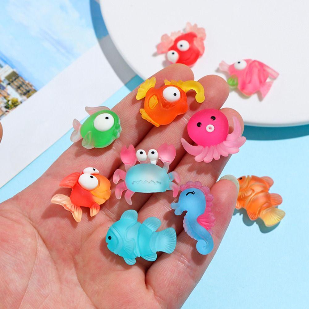 Lanfy Ornamen Resin 10Pcs Kawaii Hewan Laut DIY Kartun Ikan Badut Telepon Shell Accessorie