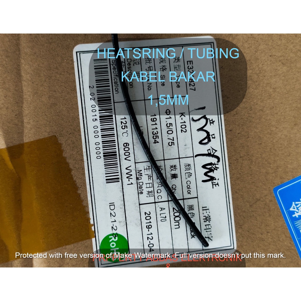 HEATSRING TUBING  SOLASI BAKAR KABEL BAKAR HEAT SRING HEATSRINK 1,5MM 1.5MM 1,5 MM 1.5 MM