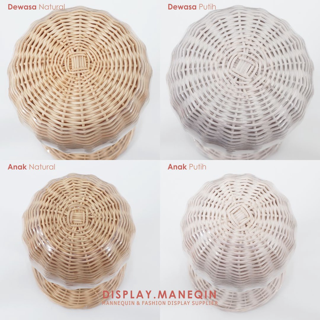 Patung Manekin Kepala Rotan Anak DM 478 Natural Putih DIsplay Jilbab HIjab Topi