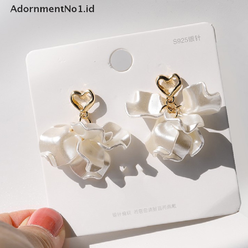 [AdornmentNo1] Anting Drop Kelopak Bunga Shell Akrilik Korea Untuk Wanita Elegan Metal Hollow [ID]