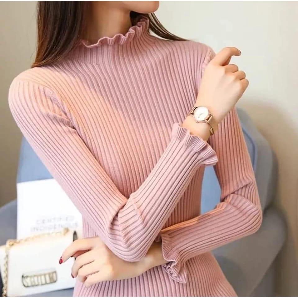 MakeGrosir - TURTLENECK RAJUT INNER KNIT LONGSLEEVE | SWEATER RAJUT KRIWIL CURLY