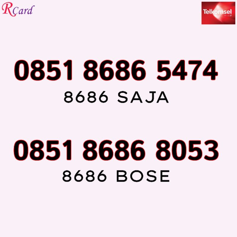 Nomor Cantik Simpati Telkomsel 8686 SAJA BOSE Simpel Rapi 8686 5474 8053