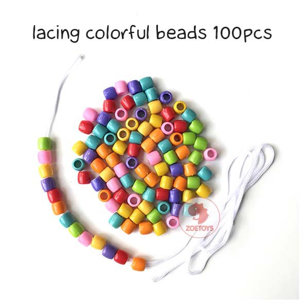Zoetoys Lacing Colorful Beads 50 100 pcs | Mainan anak | Edutoys | Belajar Meronce Ronce Manik