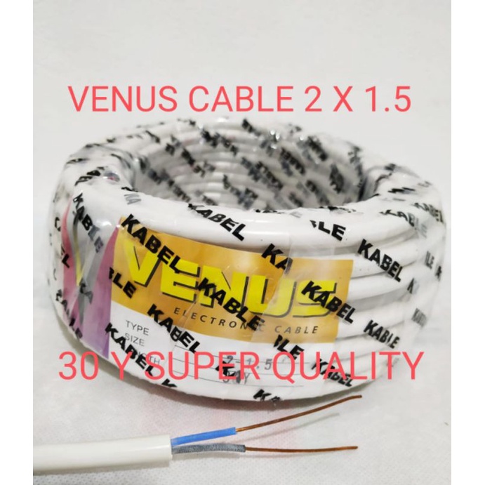 SALE!!! KABEL LISTRIK VENUS CABLE NYM 2 X 1.5 KAWAT SUPER QUALITY 30 YARD / ROLL ( M )