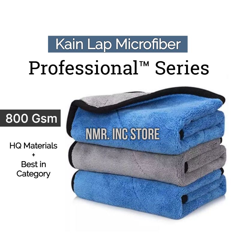 Kain Lap Microfiber Professional Series 800 Gsm Motor Mobil, Tebal, Serbaguna, Multifungsi, Poles Halus Anti Gores.