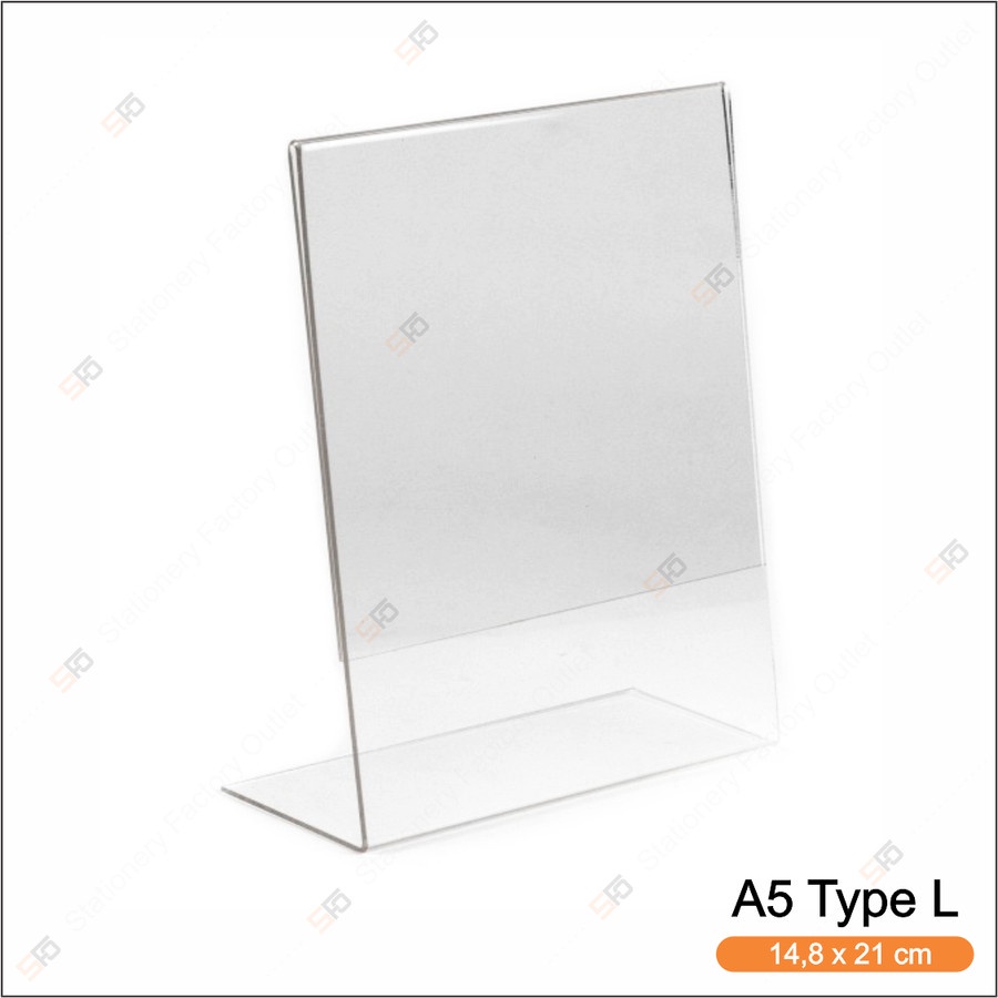 

Tempat Brosur Akrilik A5 Tipe L - Tent Card Holder Acrylic Display - SFO Semarang Official
