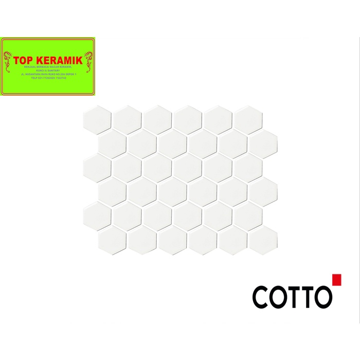 Keramik Dinding Mosaic Hexagonal Glossy White
