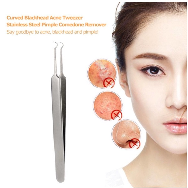 PA Pinset Jepit Komedo Stainless Steel Blackhead Tweezer / Alat Capit Untuk Menghilangkan Komedo / Penjepit PR121