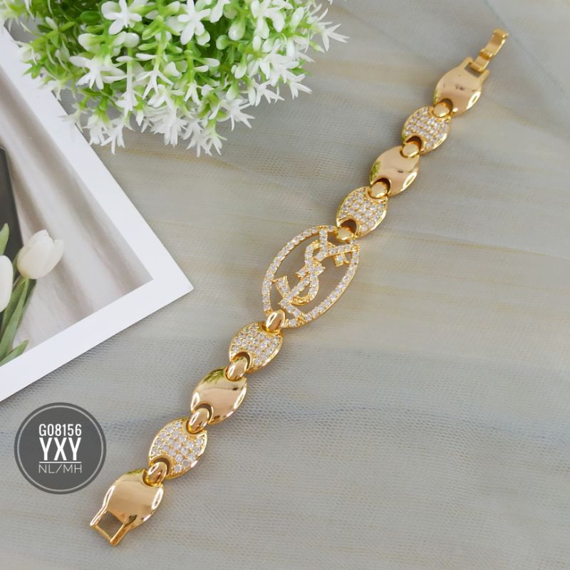Gelang Yaxiya ysl permata zircon gold G08156