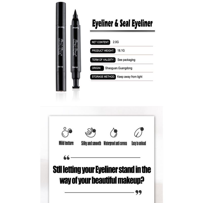 EYELINER STAMP 2 in 1 WATERPROOF EYELINER STEMPEL PRAKTIS LIQUID EYELINER PENSIL STEMPEL