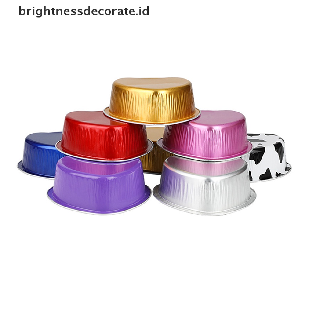 [Birth] 10pcs Loyang Kue Aluminium Foil Bentuk Hati Cupcake Cup Dengan Tutup 3.4 Ons [ID]