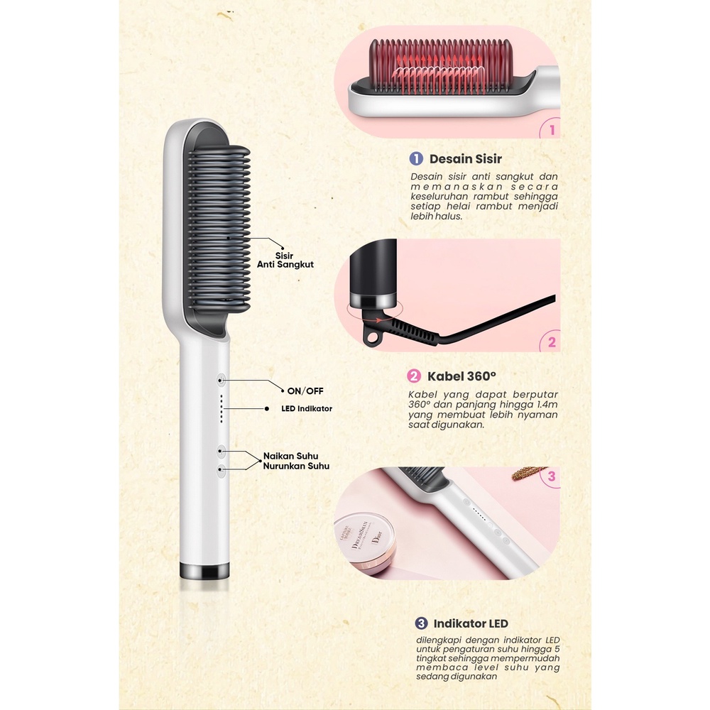 Catok sisir pelurus rambut hair strightener 2in1 pria wanita