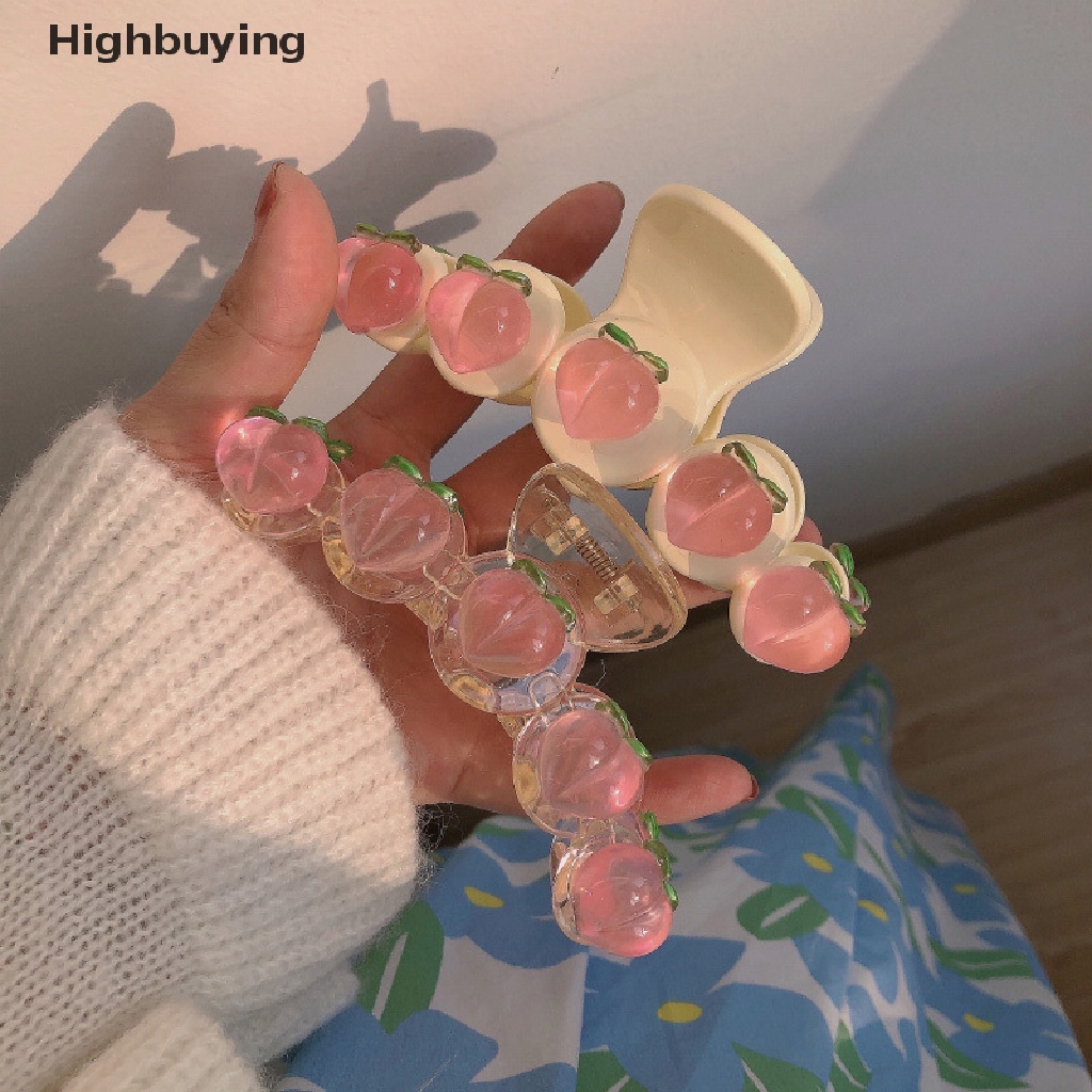 Hbid Sweet Peach Hair Claw Acrylic Jepit Rambut Bando Jepit Rambut Hair Crab Ponytail Clip Glory