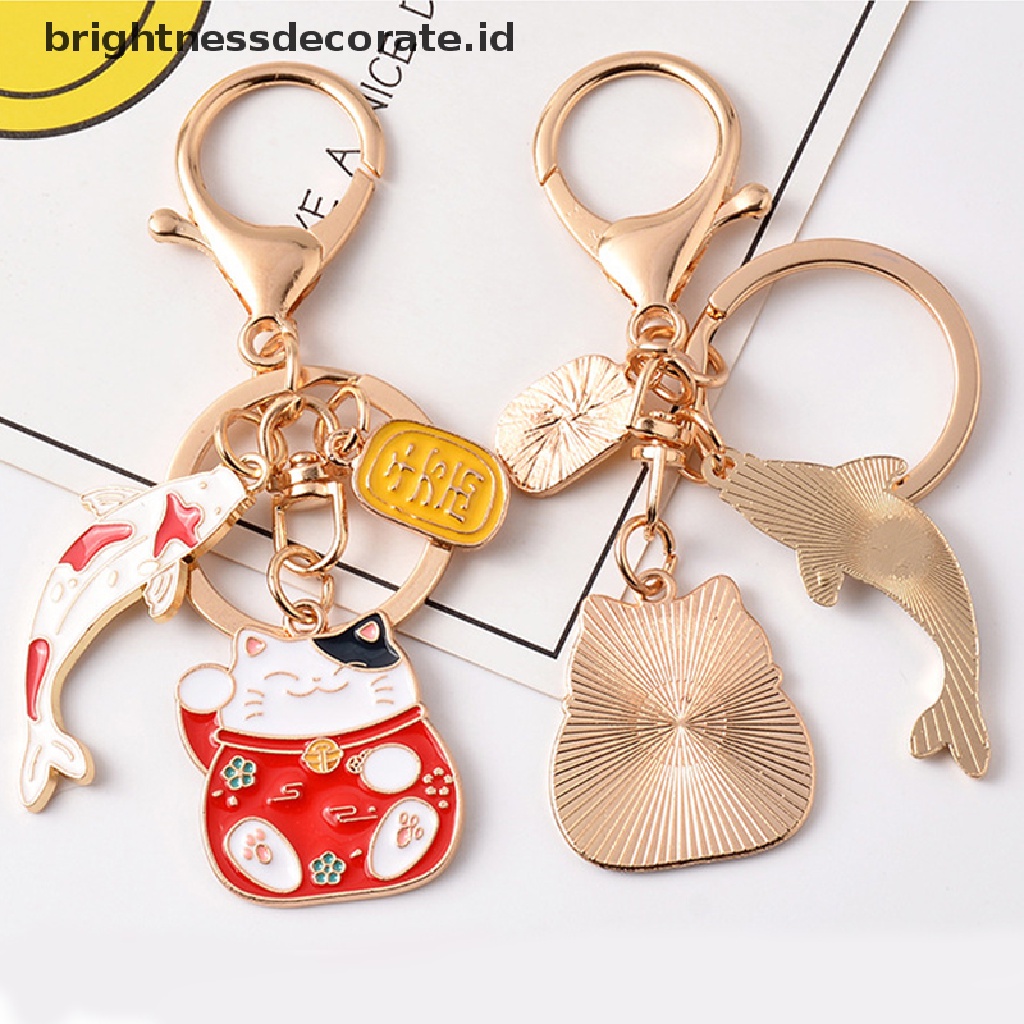 [Birth] Gantungan Kunci Kucing Rejeki Jepang Ikan Koi Liontin Keychain Lovely Key Ring Gift [ID]