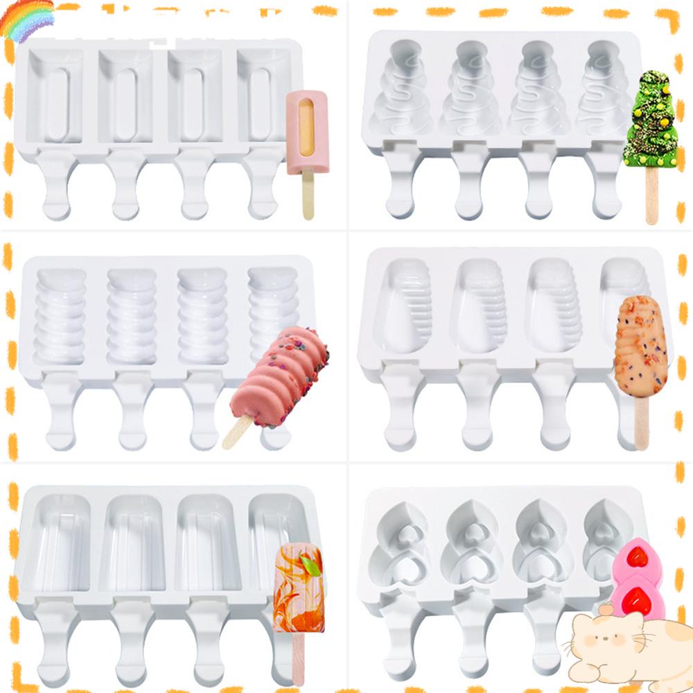 Cetakan Es Krim SOLIGHTER 4rongga Dessert Ice lolly Molds Icebox Frozen Yogurt DIY