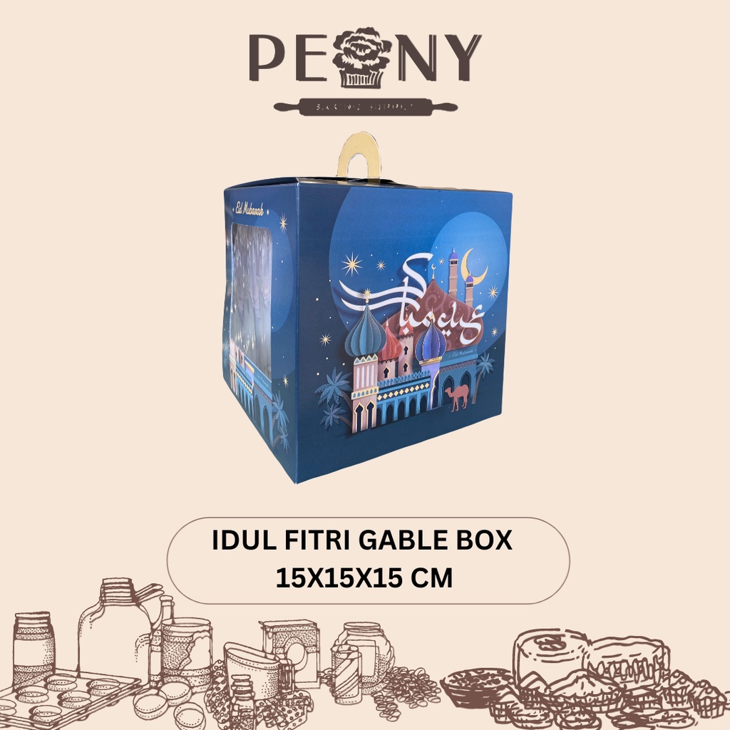 PAPASO PACKAGING IDUL FITRI GABLE KOTAK BOX UKURAN 15X15X15 CM