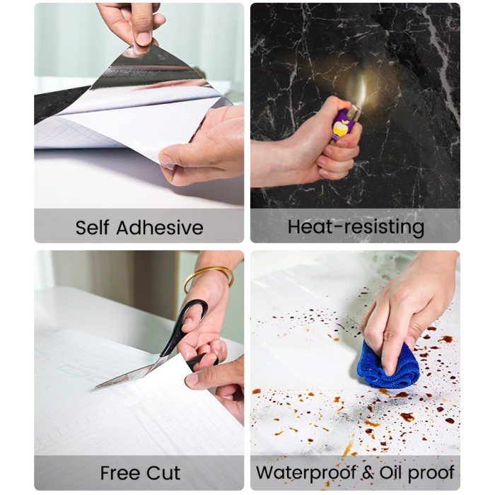 Sticker Wallpaper Meja Dinding Dekorasi Hiasan Pelapis Lapis Dapur Anti Minyak Waterproof 1 atau 2 Meter