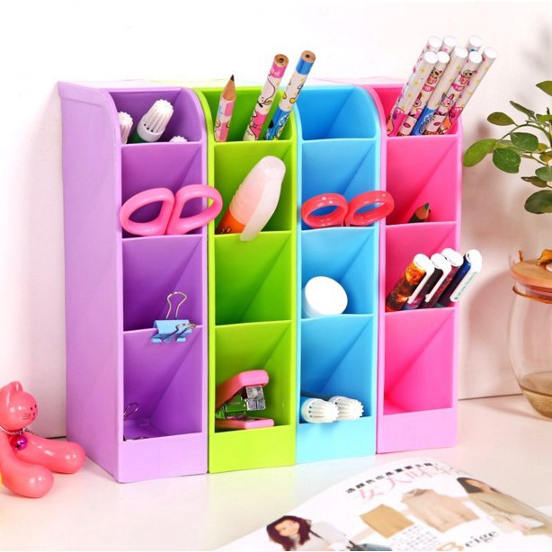 [XOQ] RAK LACI MINI PLASTIK 4 SEKAT RAK MEJA 4 SLOT TEMPAT PULPEN PENSIL ORGANIZER BOX SERBAGUNA / KOTAK PENYIMPANAN ATK