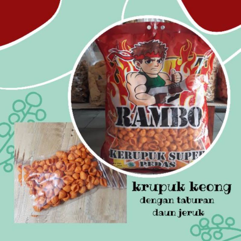 

KRUPUK KEONG DAUN JERUK EXSTRA HOTT/netto 250gram