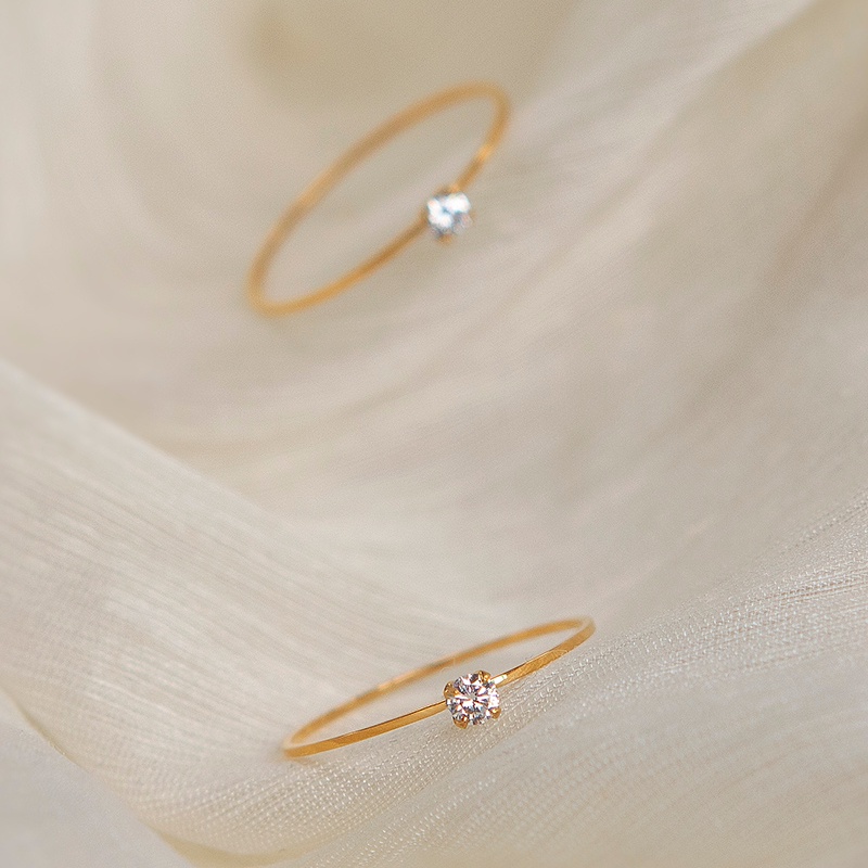 Baja Titanium Mini Zirkon Cincin Perempuan Colorfast Sederhana Cincin Aksesoris Hadiah