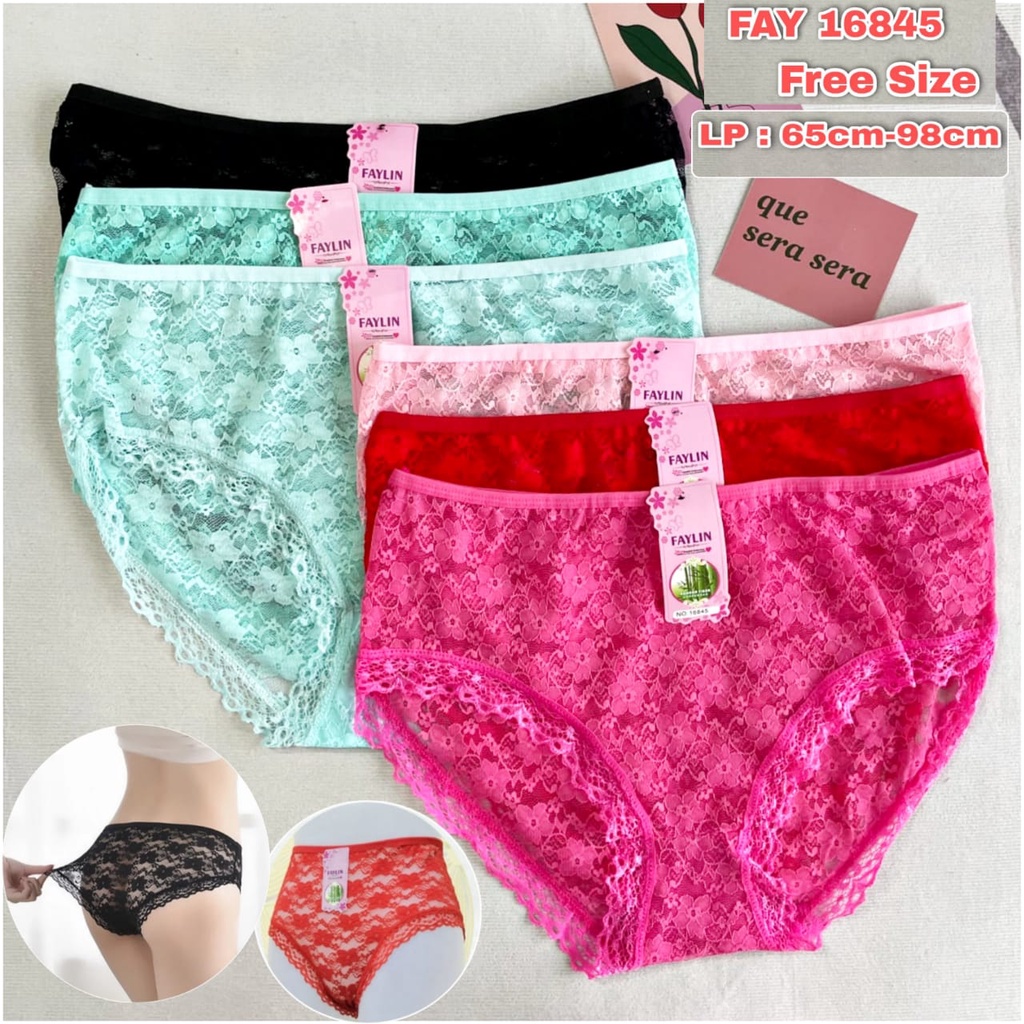 1 LUSIN | Celana Dalam IMPORT Renda Anti Gatal Bahan LINGERIE Super LEMBUT / All Size