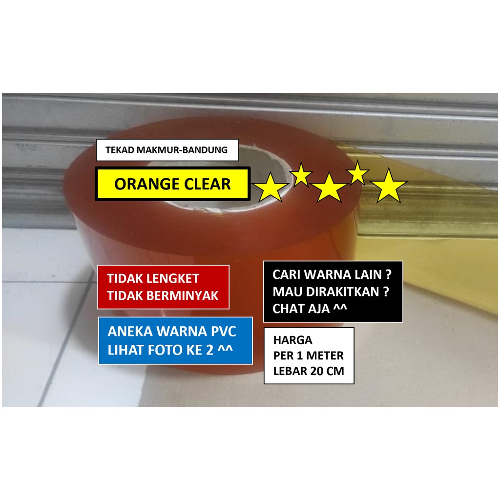 Tirai PVC Curtain Orange Clear 2mm x 20cm