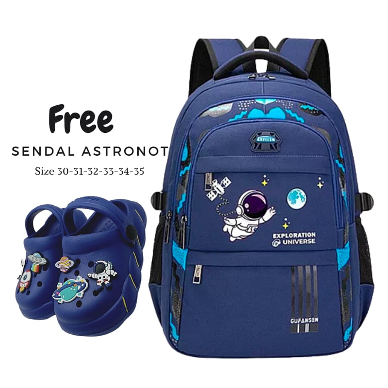 TAS SEKOLAH ANAK TERBARU 2023 RANSEL ANAK TK,SD&amp;SMP ANAK LAKI-LAKI/ PEREMPUAN TAS SEKOLAH ASTRONAUT UNIVERSE TAS PAKET SENDAL