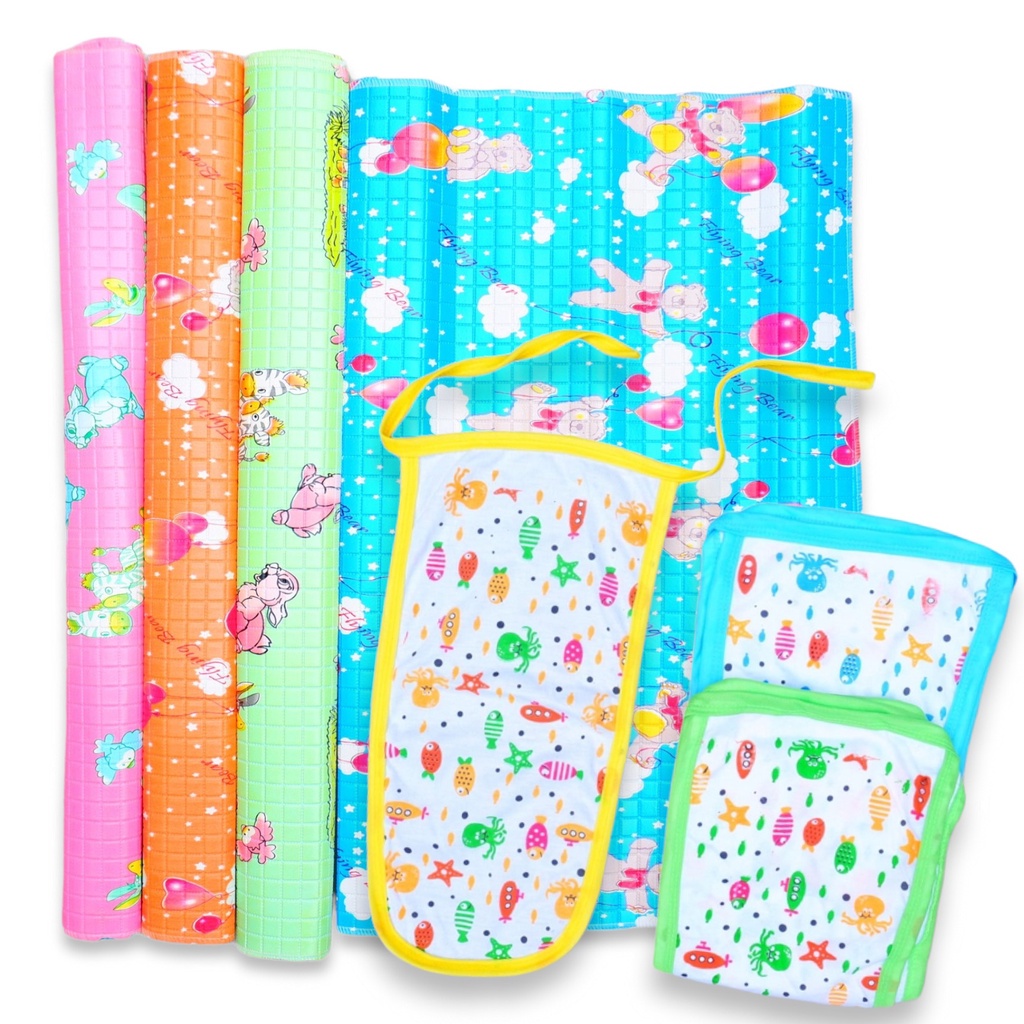 Paket 1 Lusin Popok Plus Perlak Bayi Alas Ompol Anti Bocor Waterproof Karpet Bayi Motif