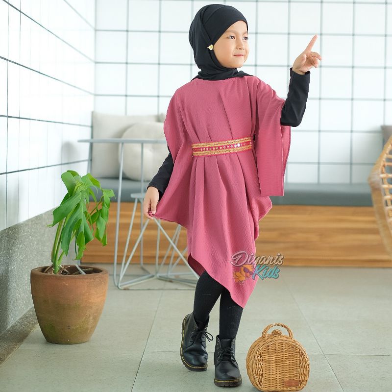 REYNA-kaftan anak/ kaftan anak/Dress anak bahan crincle airflo