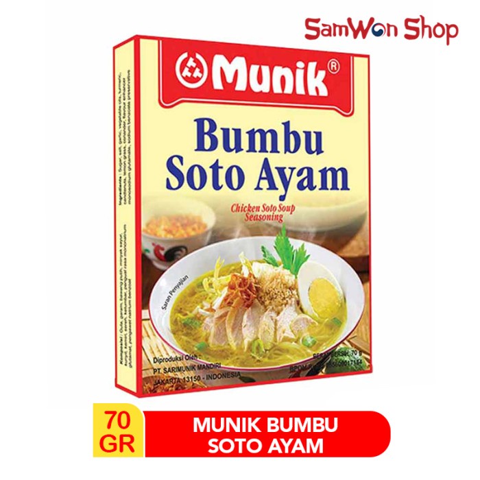 

Terlaris ✨ - MUNIK BUMBU SOTO AYAM 70 GR - BUMBU MASAK JADI INSTAN PRAKTIS LEZAT 2.1.23