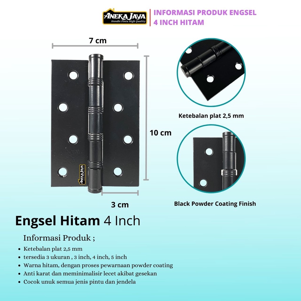 Engsel Pintu Rumah Hitam Doff 3 inci 4 Inch 5 inchi Tebal MuraH Awet Berkualitas