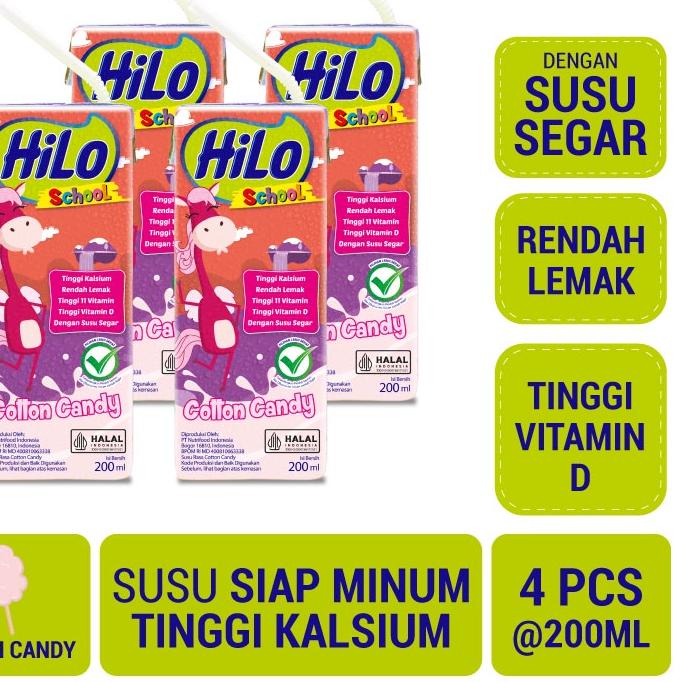 

RO3♔ 4 Pack - HiLo School Cotton Candy Ready to Drink 200ml - Susu Siap Minum Tinggi Kalsium Barang Laris