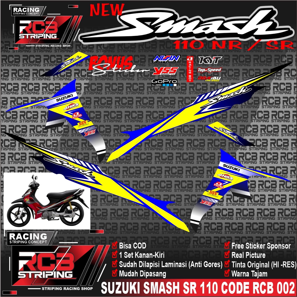striping SMASH motor SUZUKI sticker variasi smash Racing (cod) stiker motor SMASH SR / NR list smash