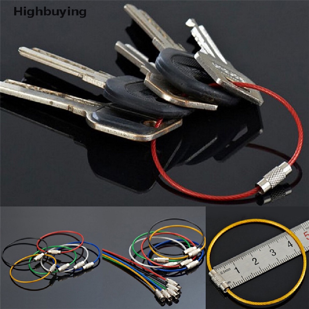 Hbid 5PCS Kawat Stainless Steel Gantungan Kunci Kabel Key Ring Chains Outdoor Hiking Fashion Glory