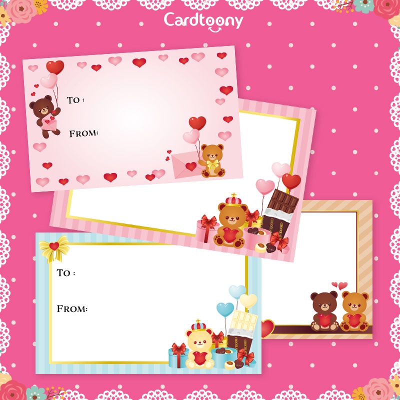 

Stiker Label Kado Valentine Pink Imut Lucu Beruang Sticker Souvenir Custom