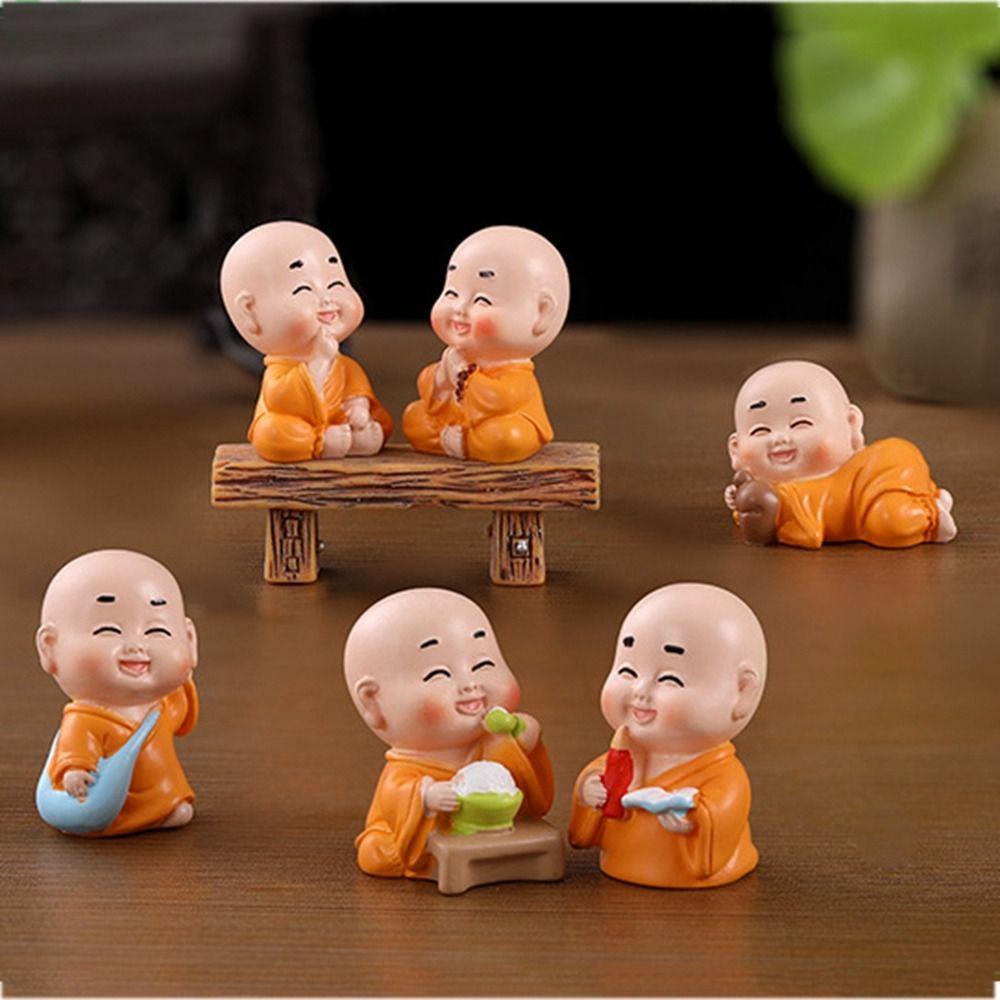 Augustina Buddha Ornamen Biksu Buddha Beberapa Gaya Lucu DIY Desktop Decor Kerajinan Resin Dekorasi Mobil Ornamen Kecil