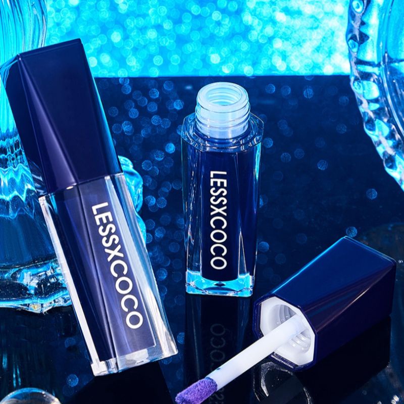 Blue Liquid Lipstick Lessxcoco Color Changing Moisturizing Lip Gloss Biru Rubah Warna Waterproof Original Terlaris