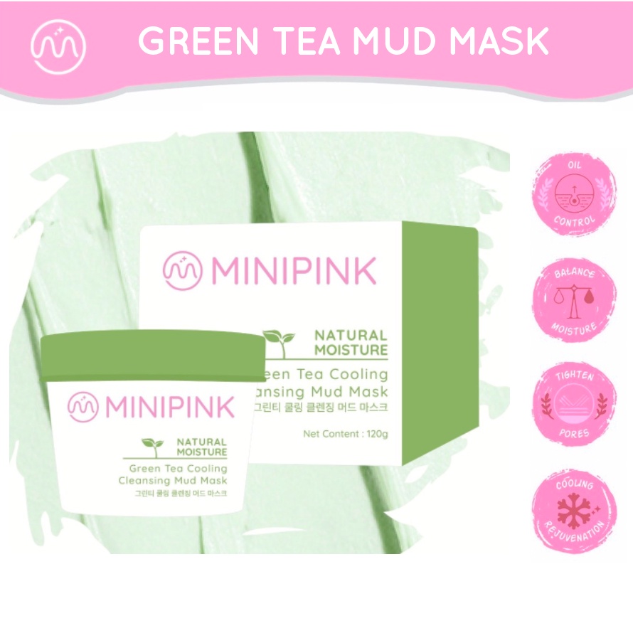 MINIPINK 120gr Green Tea Clay Mask Exfoliasi Kulit Wajah Pore Clean Komedo Greentea MP013