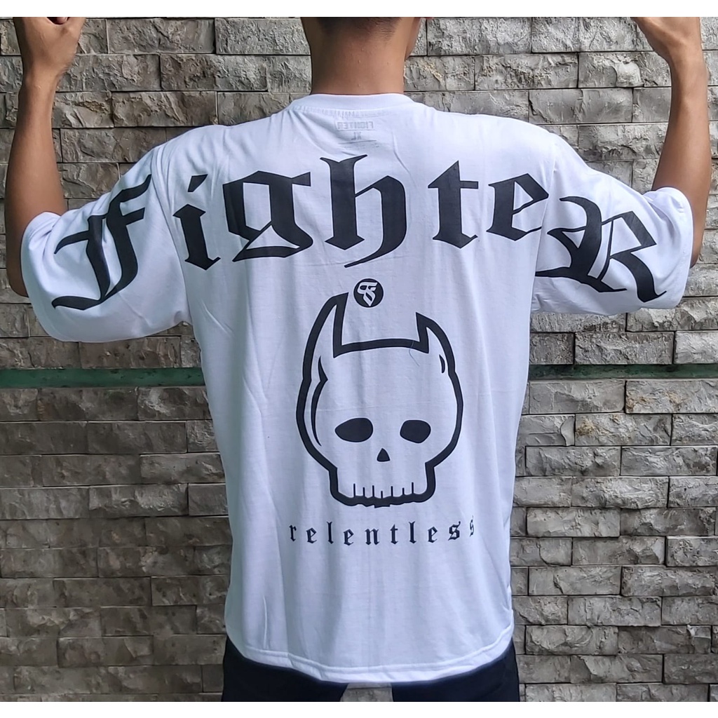 Baju Distro OverSize FIGHTER TENGKORAK Pria dan Wanita ORIGINAL