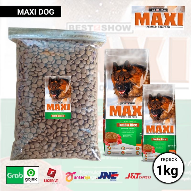 Makanan anjing Maxi dog lamb &amp; rince paket 10kg repack Gojek grab