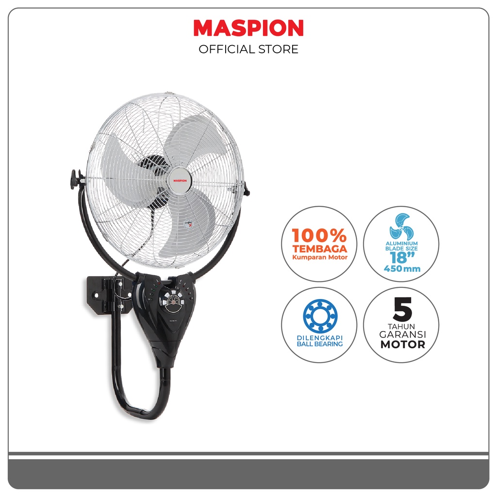 Maspion Power Wall Fan Kipas Angin Dinding 18 Inch PW-1802 RC