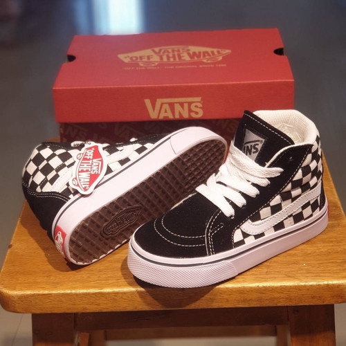 SEPATU VANS SK8 checkerboard  motif kotak kotak Baby Junior Kids BLACK WHITE HITAM PUTIH KADO COWOK CEWEK LAKI LAKI PEREMPUAN Murah kekinian
