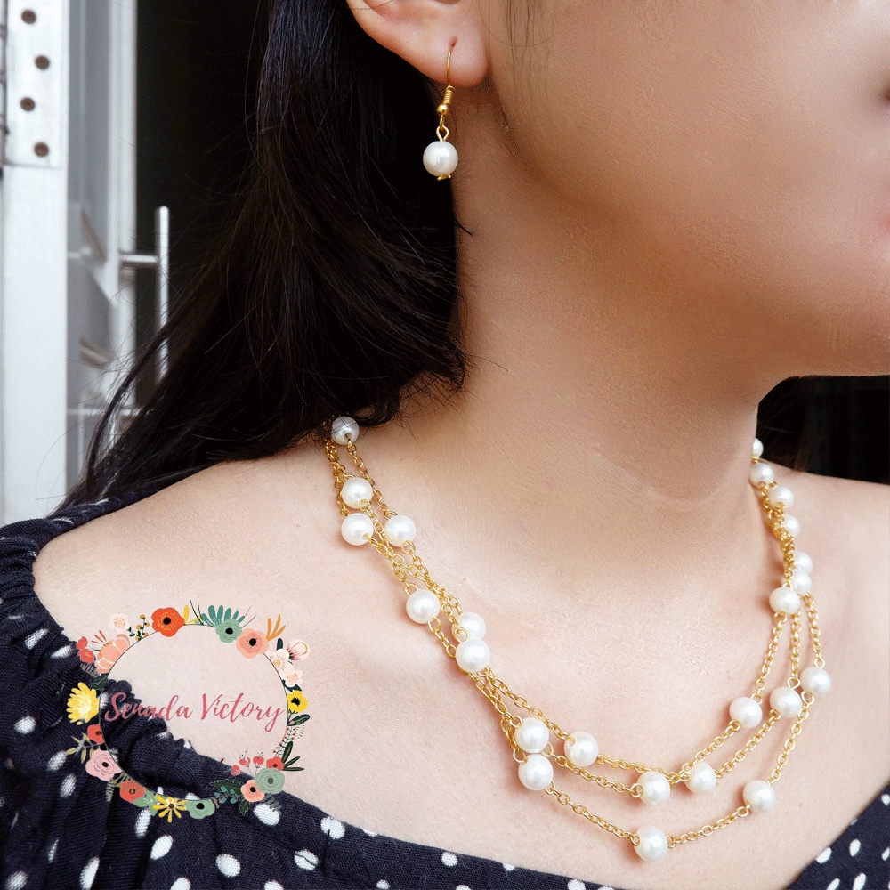 Senada Victory Kalung Set Gelang Anting Pesta Aksesoris Fashion SK097