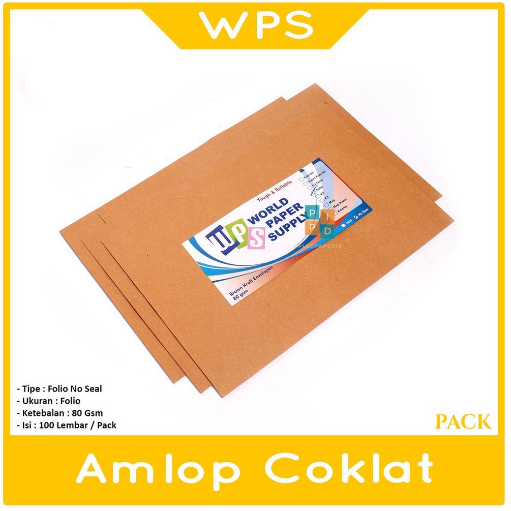 

☺_☻ WPS - Amplop Coklat Ukuran Folio ( 23,5 x 34,5 cm ) No Seal - Pack