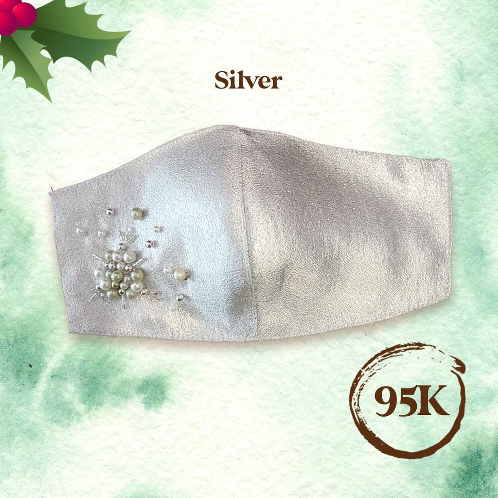 Masker Kain Premium Glitter | Silver Shining | Jacquard