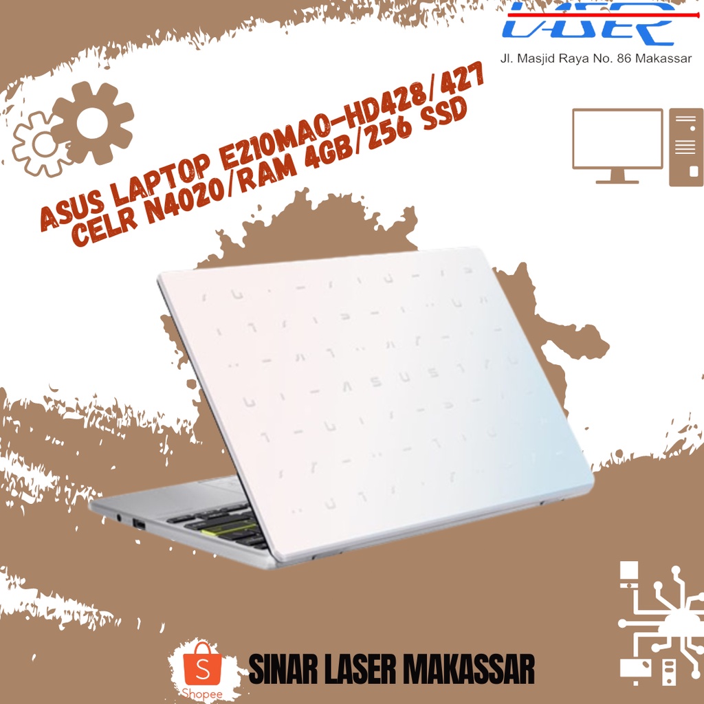 LAPTOP ASUS E210MAO-HD428/427 CELERON N4020/ RAM 4 GB/ 256 SSD GARANSI RESMI LAPTOP MURAH BERGARANSI