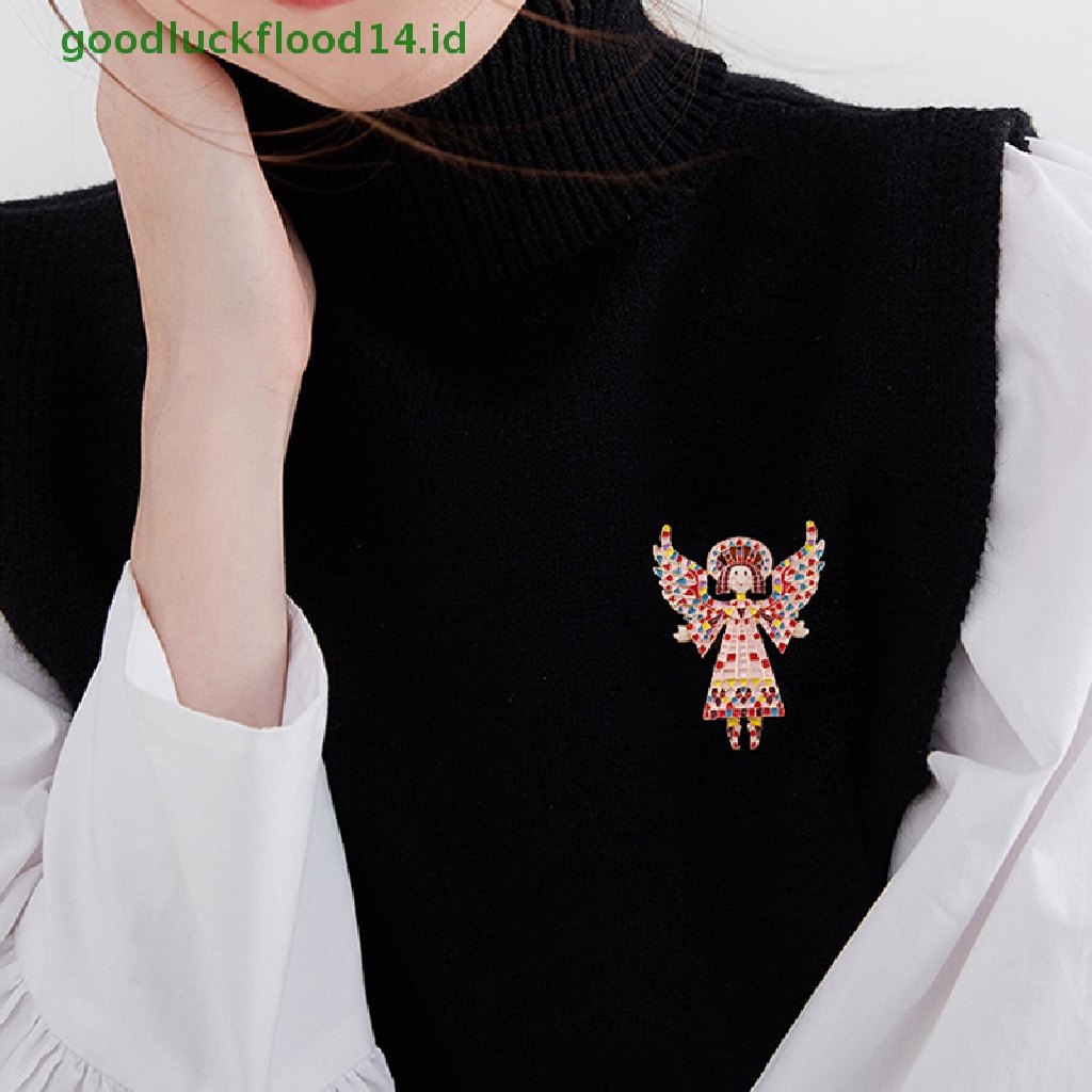 [GOOGFOUR] Vintage Bros Indah Malaikat Bros Pin Handmade Enamel Tekstur Korsase Menyebar Sayap Malaikat Gadis Pesta Kantor Bros Pin Hadiah [TOP]