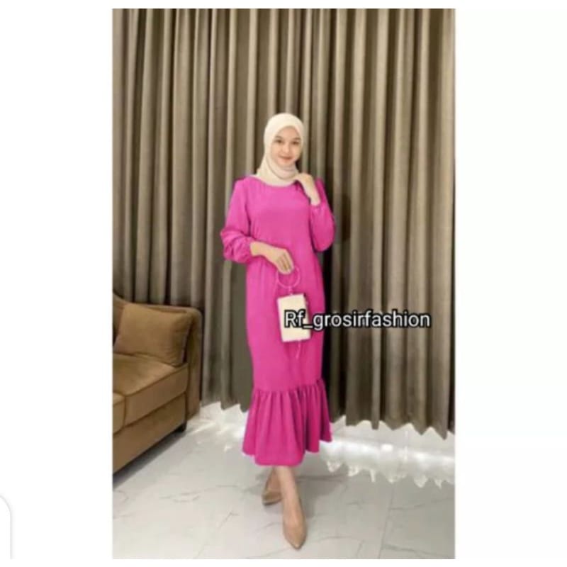 SISKA MIDI DRESS BO BAHAN CRINKLE AIRFLOW MOTIF POLOS UKURAN S M L XL XXL MIDI DRESS MUSLIM KOREAN STYLE MIDI DRESS CRINKLE KONDAGAN LONG PAKIAN MUSLIM WANITA