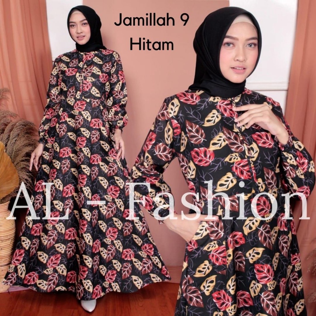 YA 483 - Maxy Dress Motif Homey Dress Gamis Wanita Muslim Katun Apel