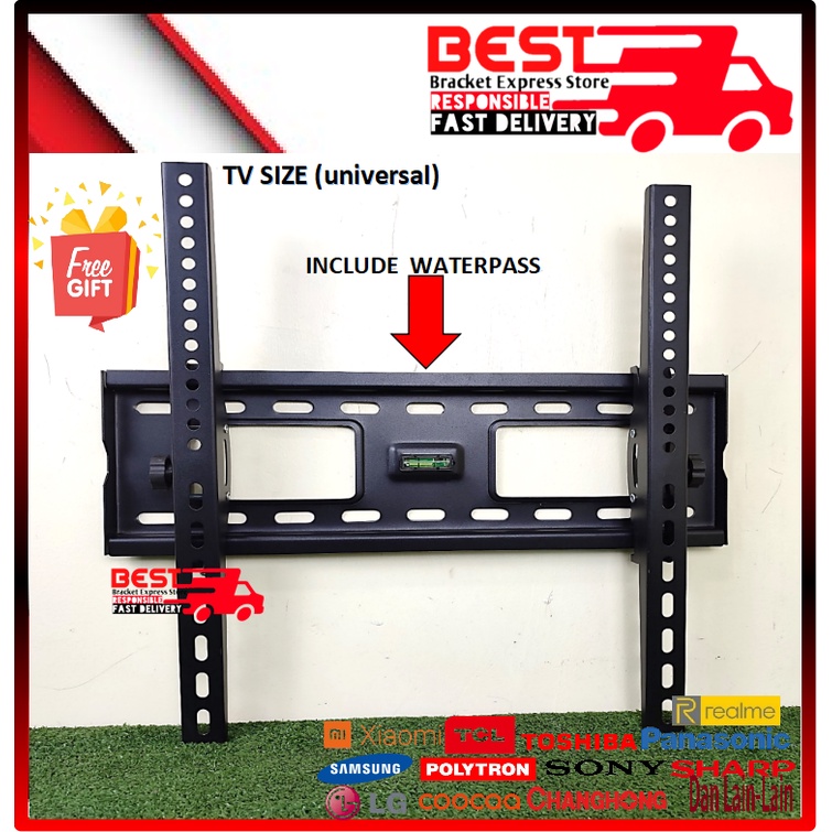 Garansi COCOK!!! Bracket TV LED 32&quot; s/d 60&quot; universal (ada WATERPASS) Premium High Quality Kokoh tebal dan berkualitas bracket braket breket briket breaket brecket bricket barket